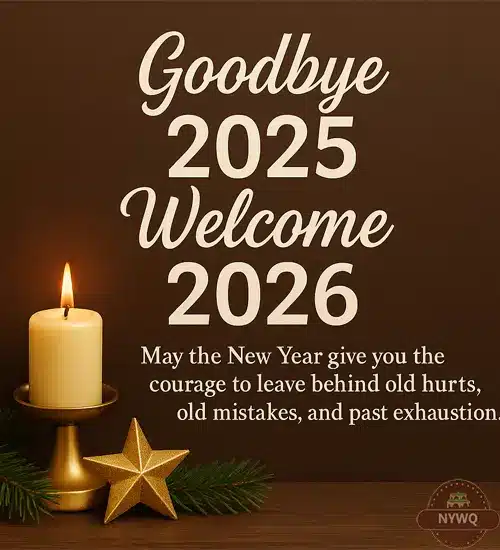 Goodbye 2025 Welcome 2026 Candle & Star Greeting