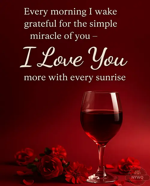 Romantic love message image for wife expressing morning gratitude and affection.