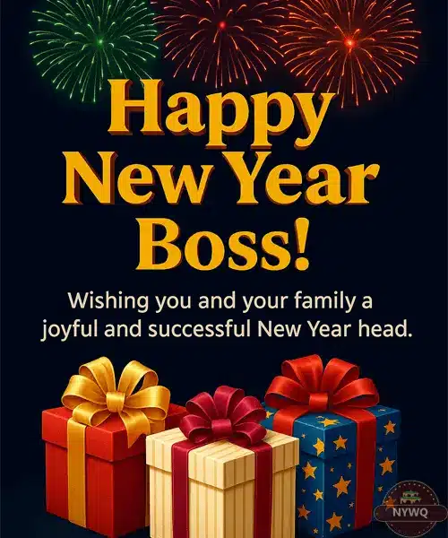 Short and formal Happy New Year greetings for Boss 2026 in office style